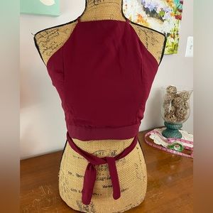 Windsor high neck halter with wrap around tie